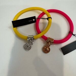 Marc By Marc Jacobs Yellow and Pink Silicone Charm Bracelets